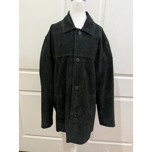 Newport Harbor Men's Black Suede Leather Jacket L Coat Casual Barn Western